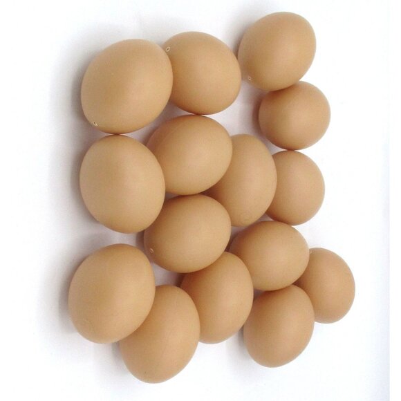 Set Of 14 Brown Plastic Faux Chicken Eggs For Display Or Craft Use U - Picture 2 of 2